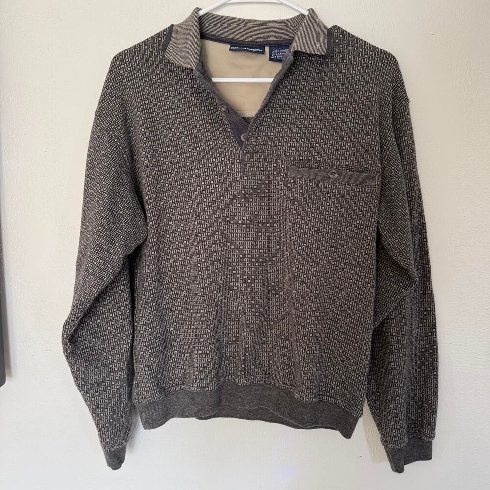 Puritan Men's Grey and Brown Sweater